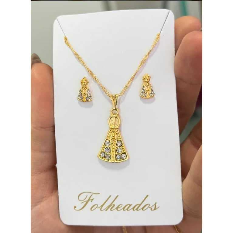 Conjunto colar e brinco NS de aparecida 1 par