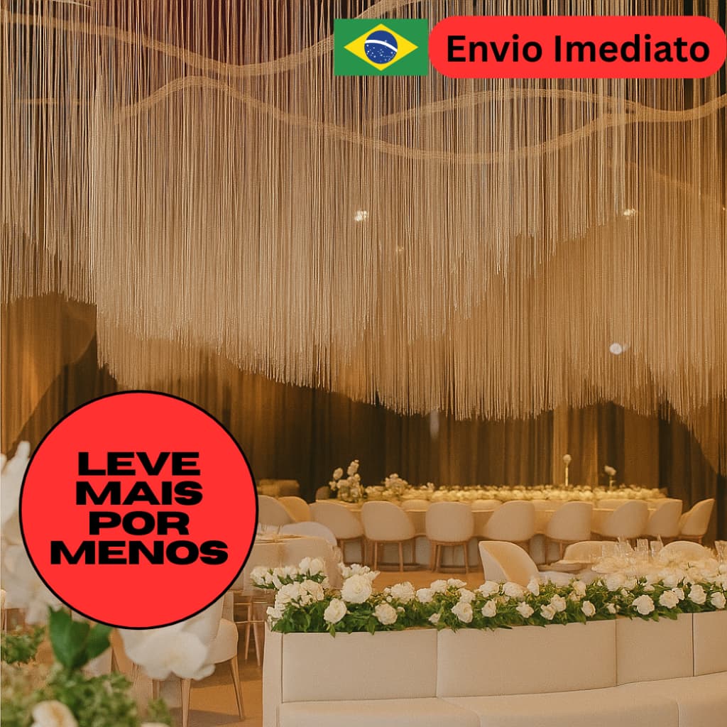 KIT 15UN Cortina de corda Decorativa Brilhante 1x2m para Festas - Envio Imediato