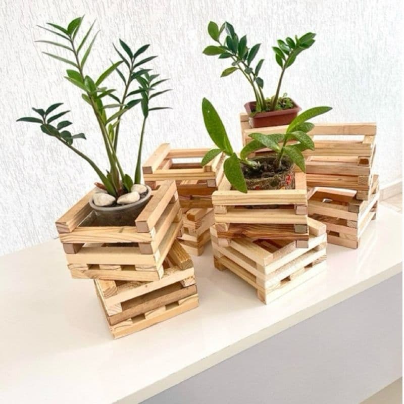 Cachepôs de Madeira Pinus 13x13 para plantas, flor, orquídea, decoração de jardim