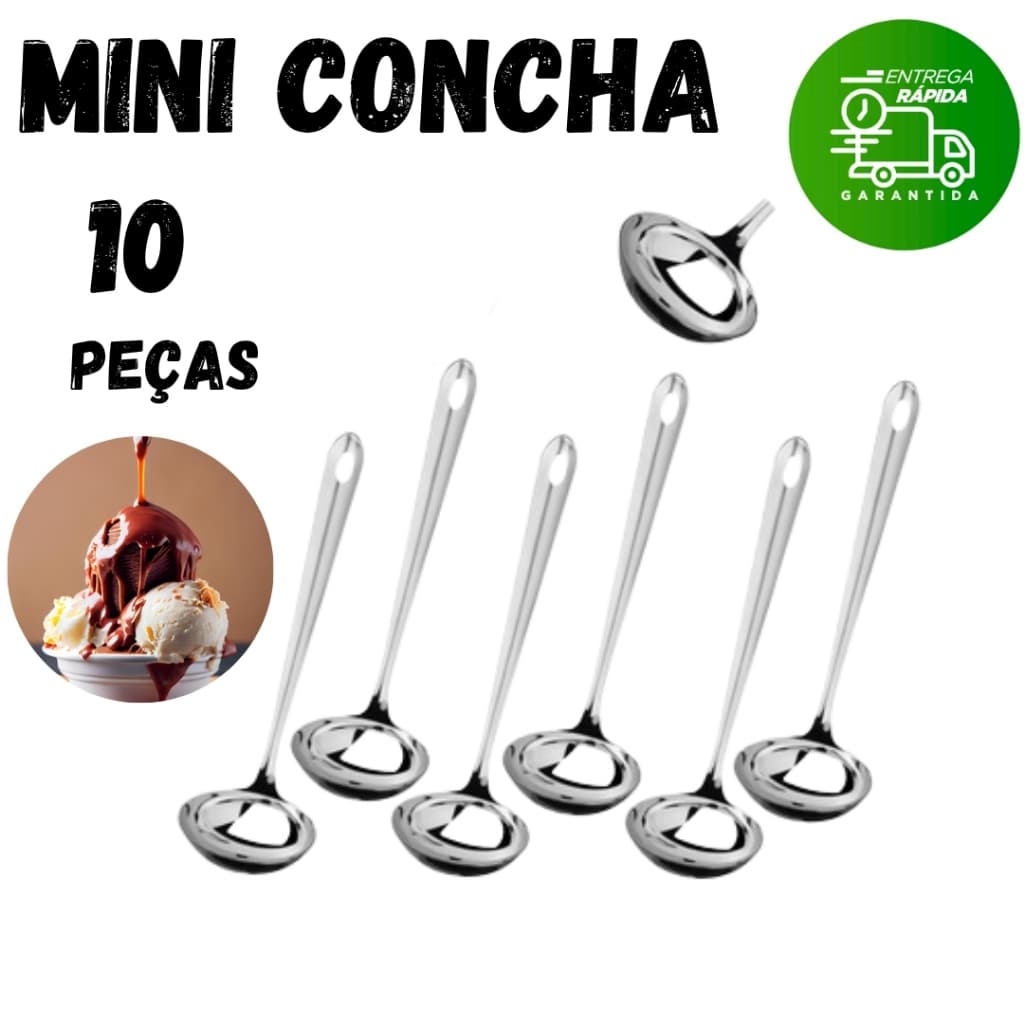 Kit 10 ou 5 Mini Concha Pequena Servir Molho Caldos Calda Farofa Vinagrete Utensílios Metal Aço Inox