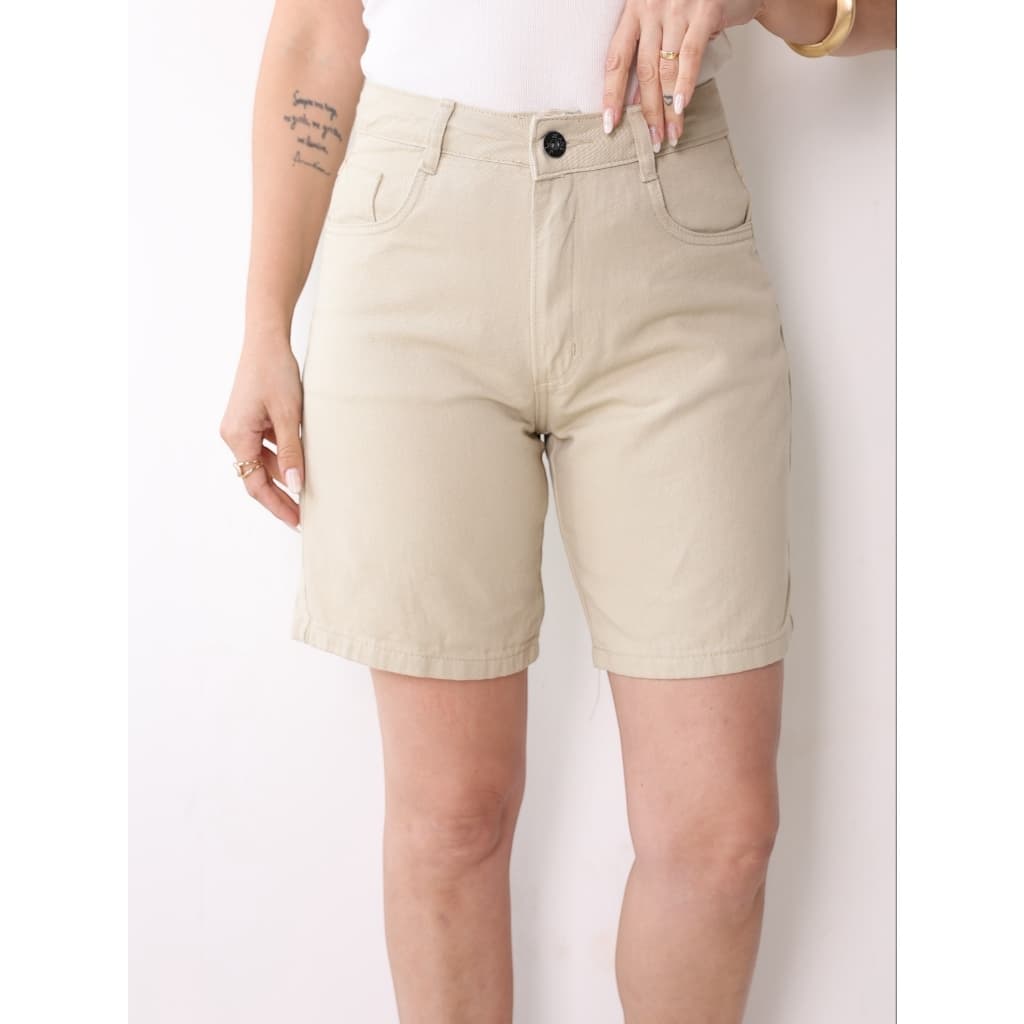 Bermuda Jorts Feminina Reta Sarja Confortável Básica2025