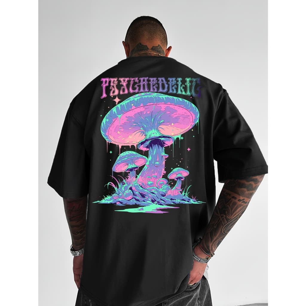 Camiseta Oversized Masculina 100% Algodão Streetwear Premium largo treilo estilo cogumelo