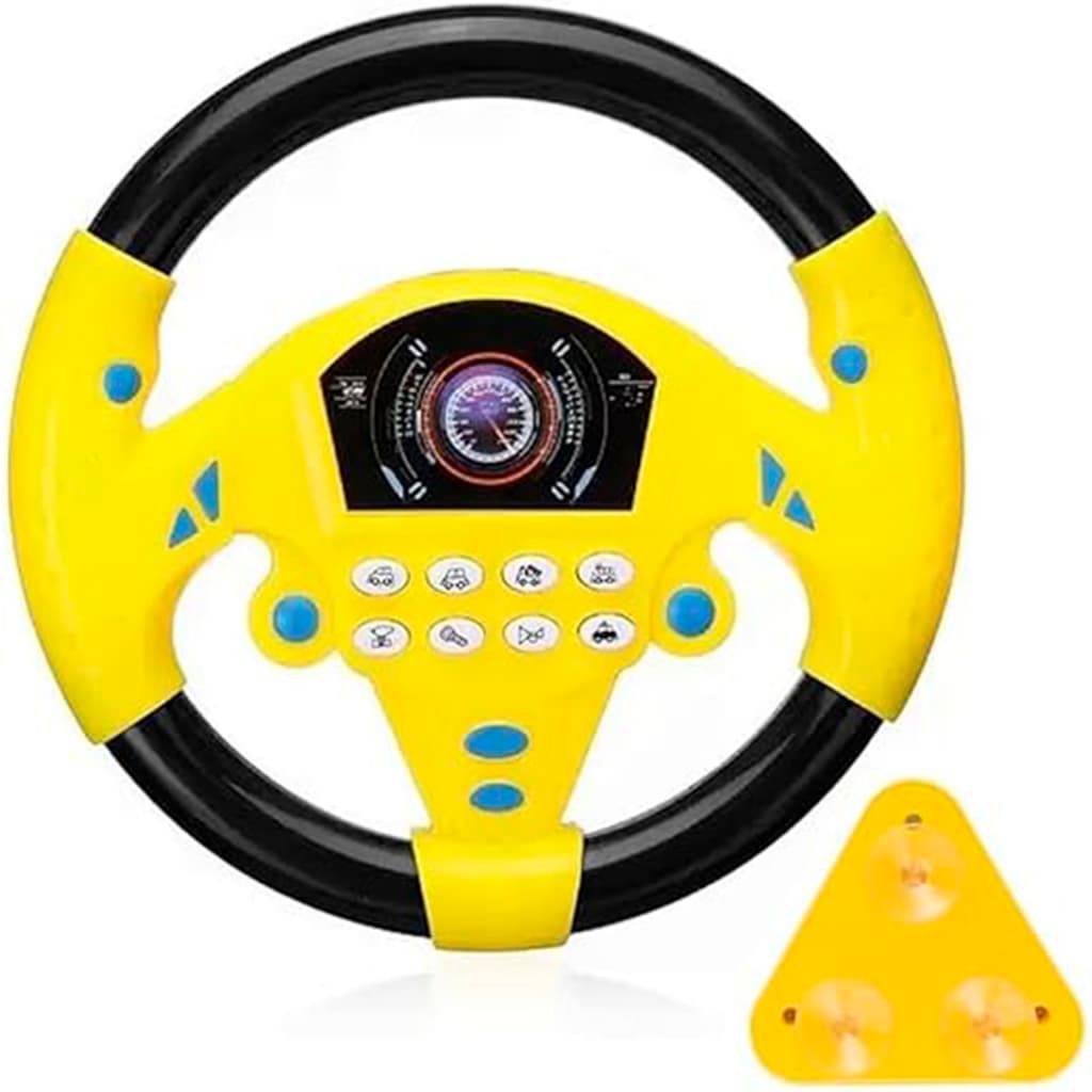 Volante de Brinquedo com Botões Interativos e Músicas Divertidas com Sons de Carro e Luzes