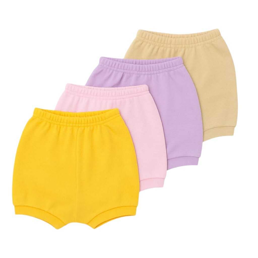 Kit 4 Short Infantil Tapa Fralda Menino e Menina Liso Bermuda de Algodão