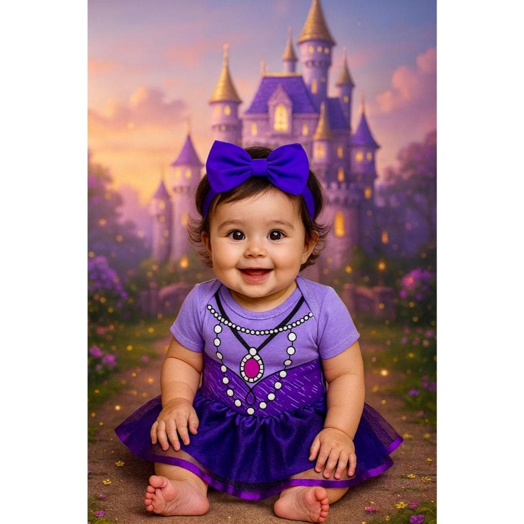 Body Princesa Sofia Body Tematico Mesversario Fantasia Princesa bebê Body Mesversario Menina Body Princesas Roupa Bebê