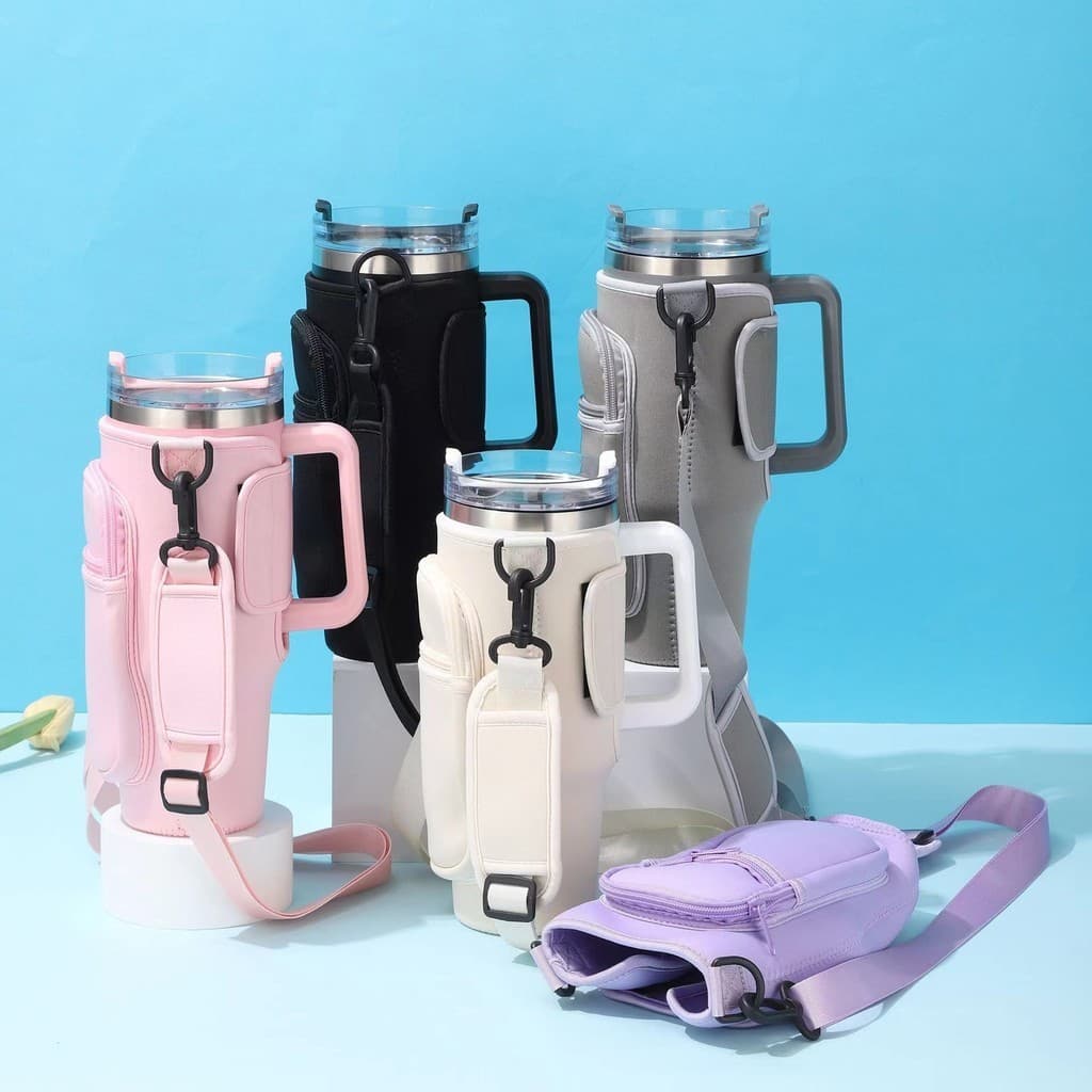 Bolsa Protetora de Garrafa Compatível com Celular e Chaveiro, Alça Ajustável