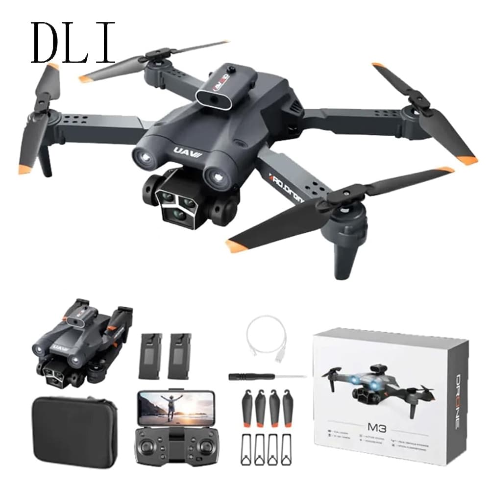 DLI Mini Drone M3 Com Dual Câmera Hd Preto 2.4Ghz Wifi 2 Baterias