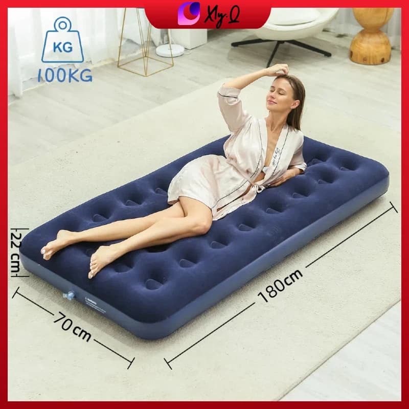 Colchão Inflável Solteiro Suporta Até 100kg Ideal para Camping Praia e Piknic Rápido de Inflar e Leve