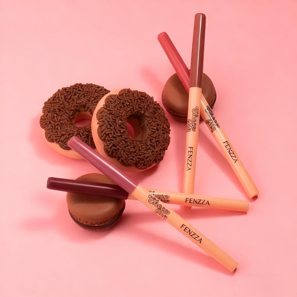 4 Cores Multifuncionais! Lápis de Contorno Labial Fenzza Choco Fun - Textura Macia e Suavidade na Aplicação