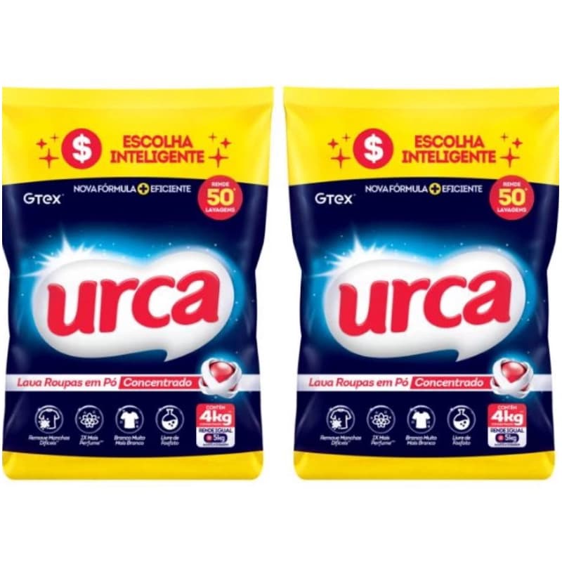 Kit 2 Lava roupas em pó Urca CONCENTRADO  4kg
