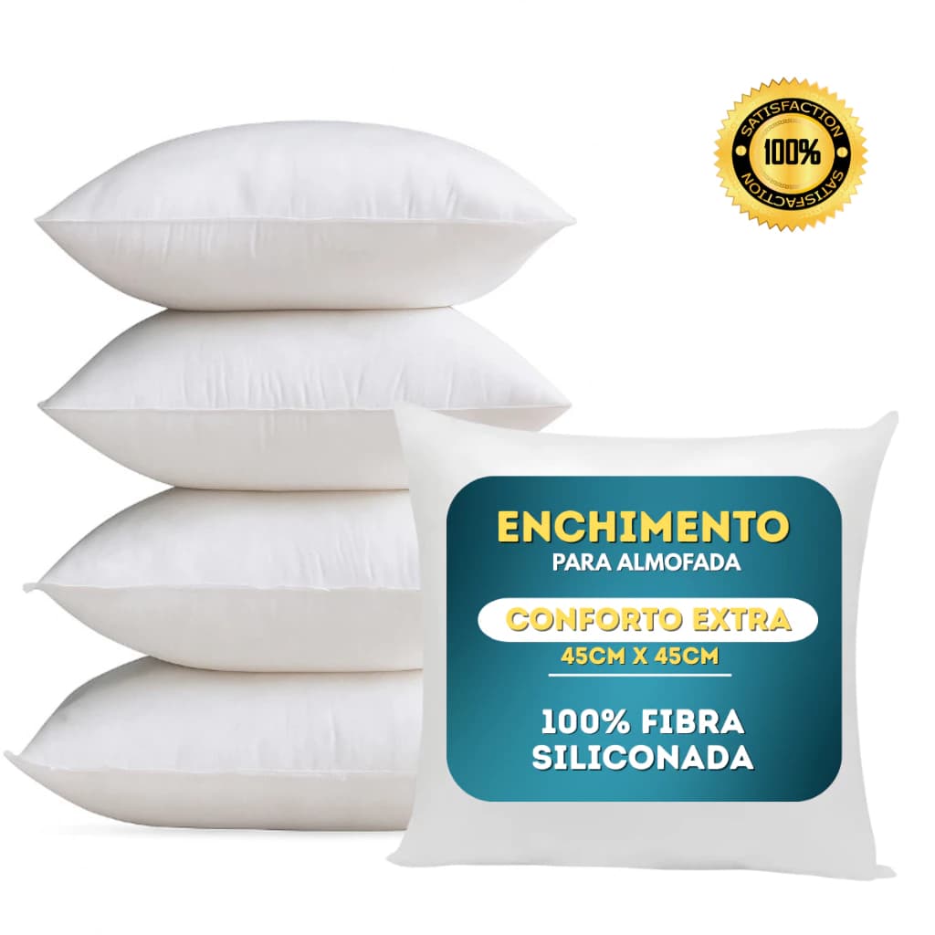 KIT Enchimento de Almofada Decorativas para Sala, Quarto, Escritório PREMIUM - Refil com Fibra Siliconada | ENVIO FULL