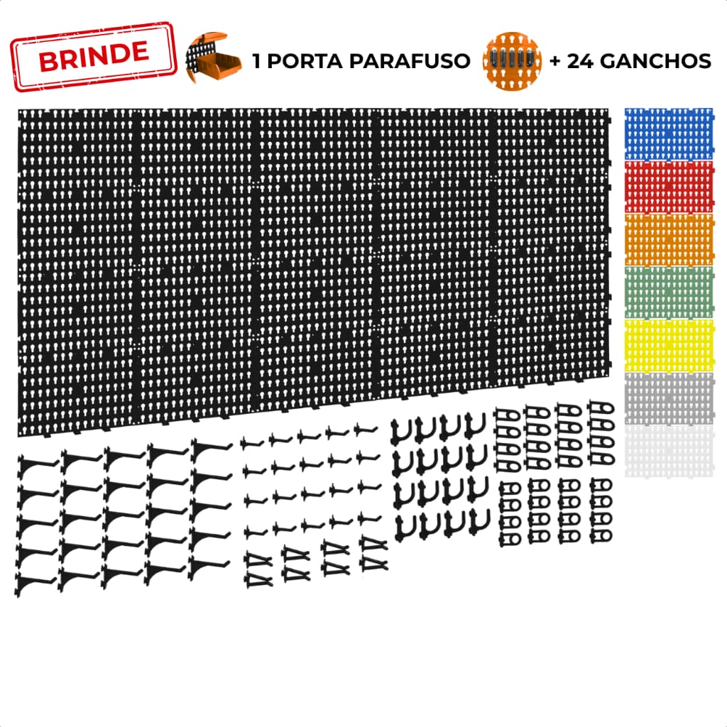 Painel Suporte Porta Ferramentas Organizador Parede Perfurado 148x68 + Brindes