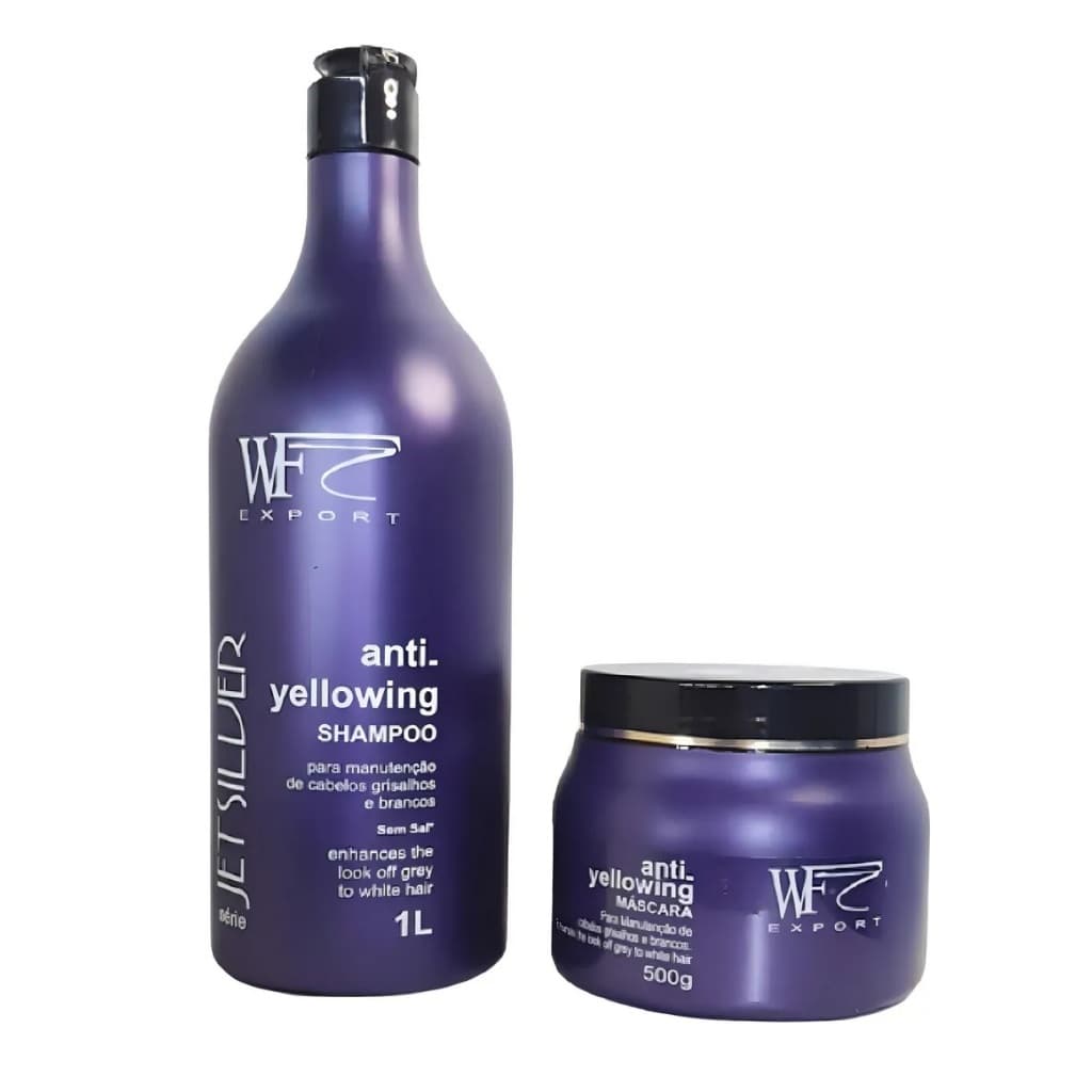 Kit Shampoo 1 L + Mascara 500 G Jet Silver Wf Export Para Cabelos Loiros e Grisalhos