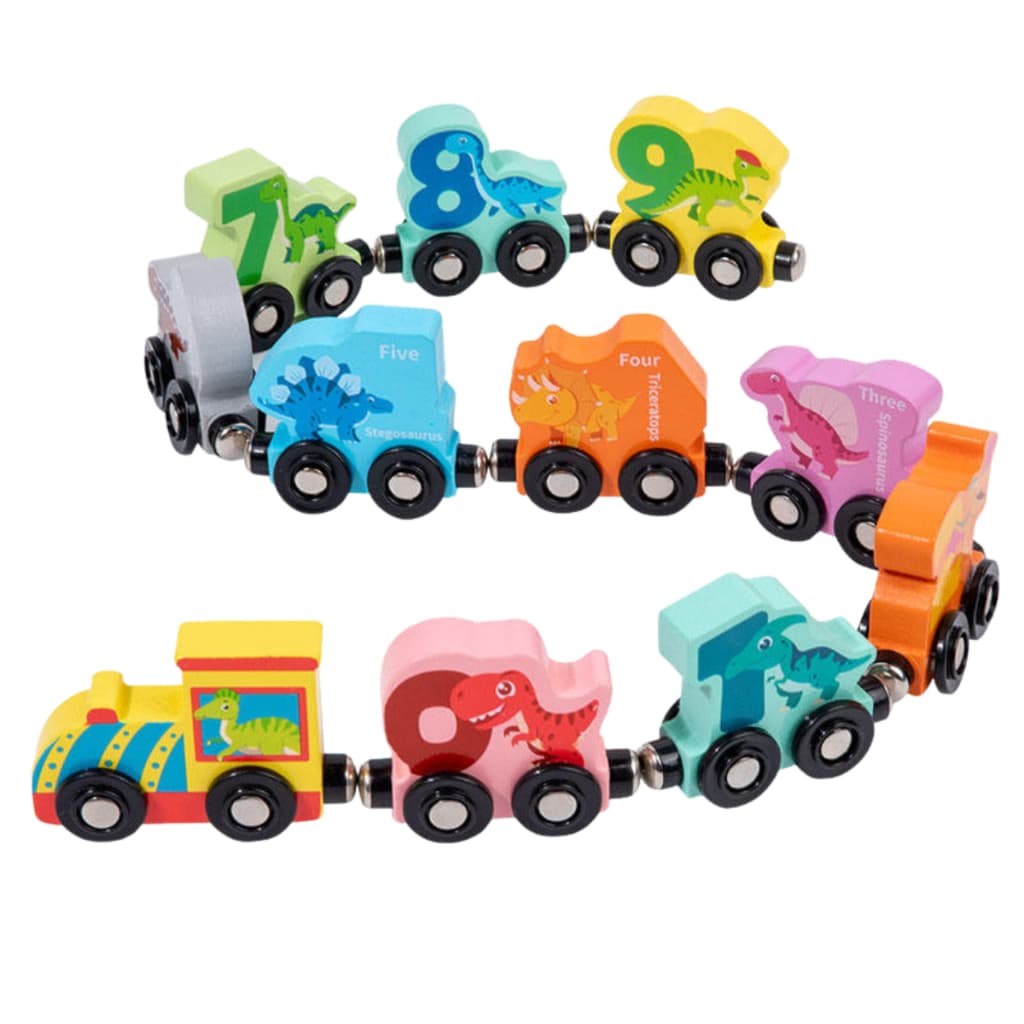 Trem Magnetico de Madeira com Blocos Numéricos Coloridos Brinquedo Pedagógico para Crianças