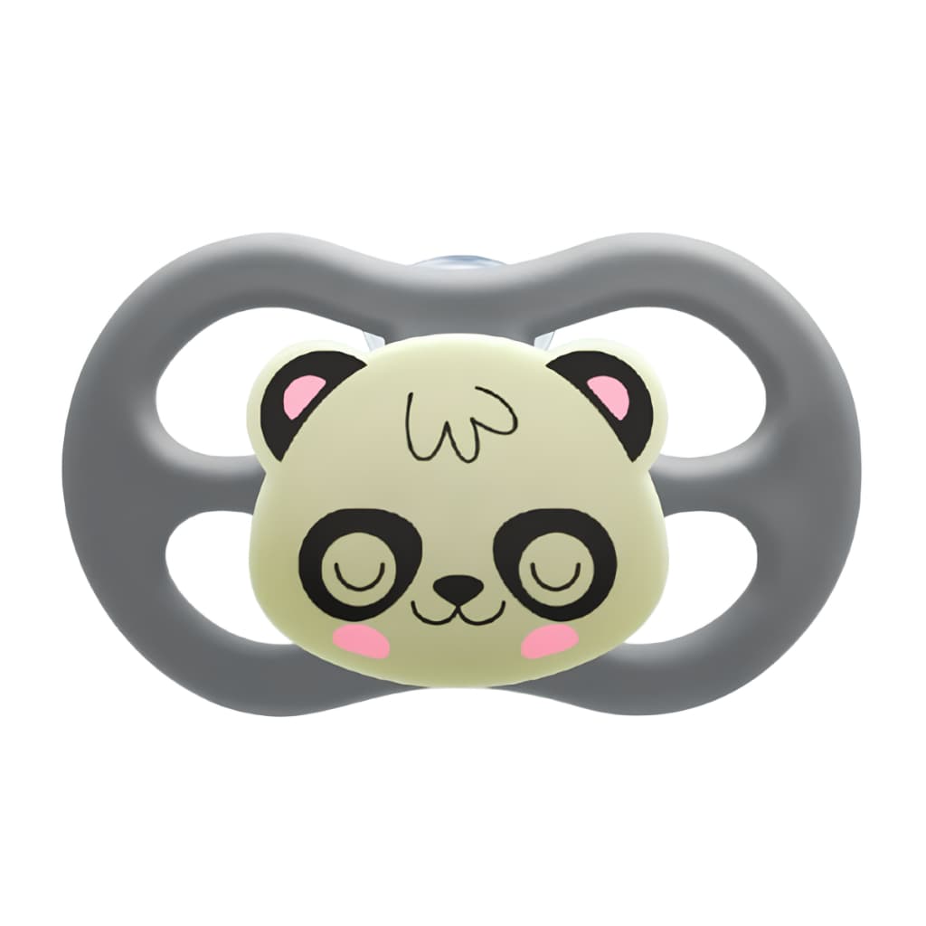 Chupeta Little Friends Brilha no Escuro Simétrica +6 Meses Tam 2 Neutra Glow Panda Baby Lillo