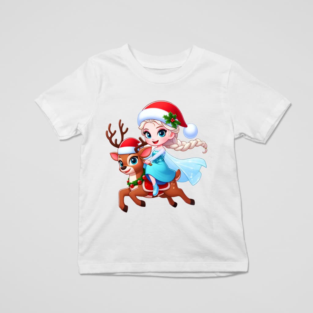 Camiseta Infantil Frozen Rena Lindas Cores 100% Algodão Malha Confort Estampa Natal 2025 Estilo