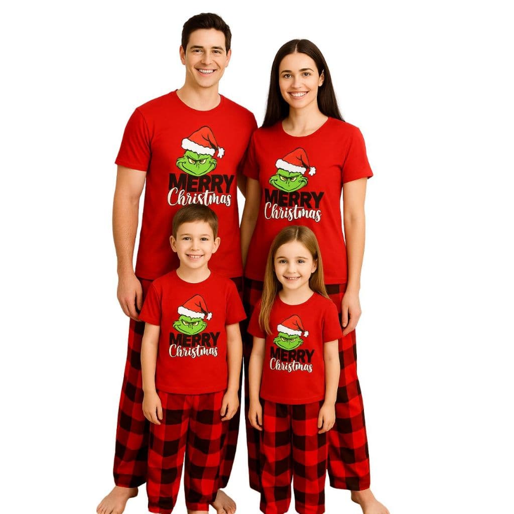 Kit Pijama Família Combinando Natal – Conjunto Família Natalino com Estampas Iguais para Adulto e Infantil