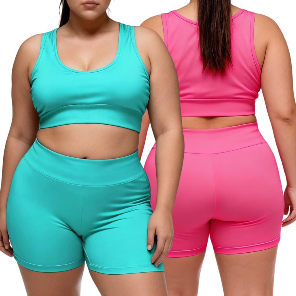 Conjunto Fitness Feminino Top e Short Academia Suplex com Zero Transparência