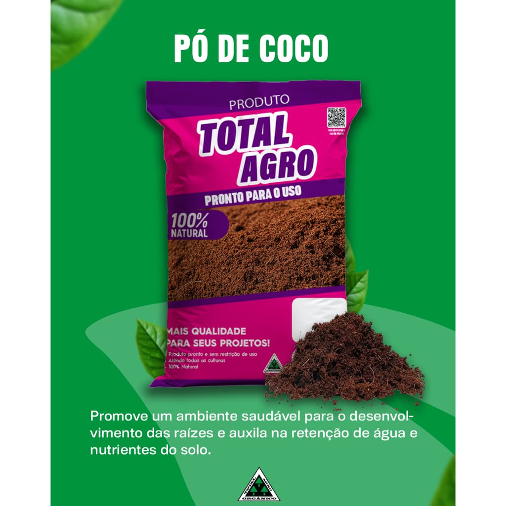 Pó de Coco Premium 5 Litros 100% Natural, Total Agro
