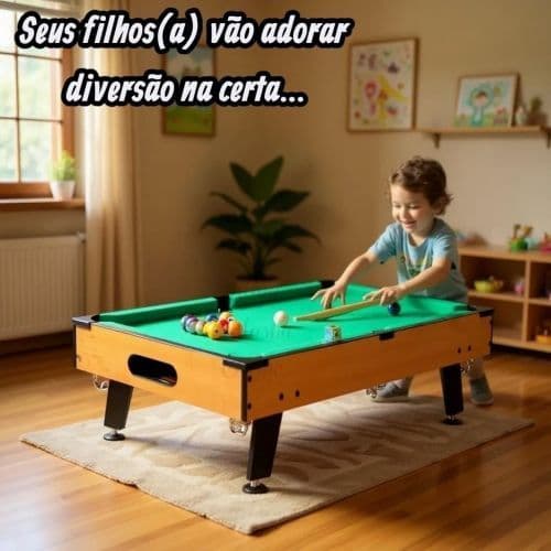 Mini Mesa De Sinuca Completa Meio Pé Diversão Infantil Linha Premium Luxo