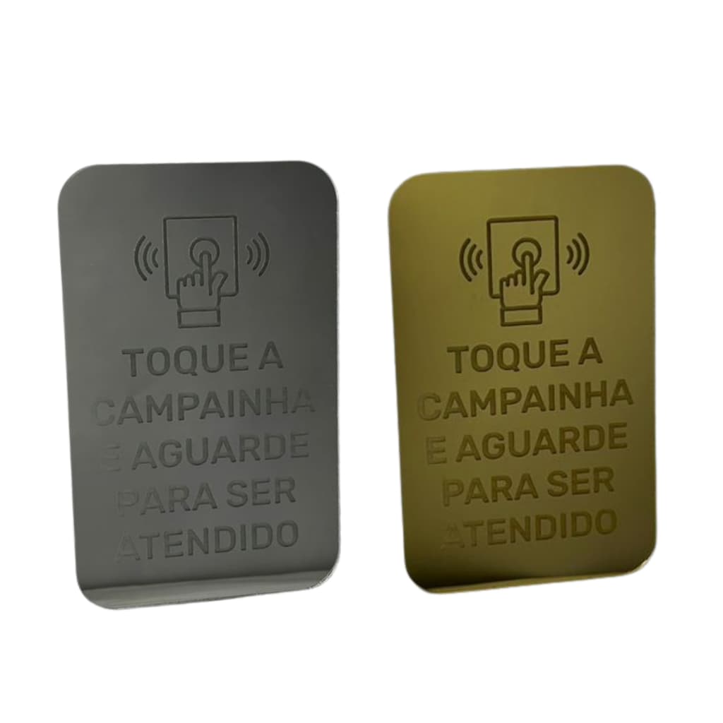 Placa Sinalização Toque a Campainha Acrílico Espelhado Comercio Decoração Escritório