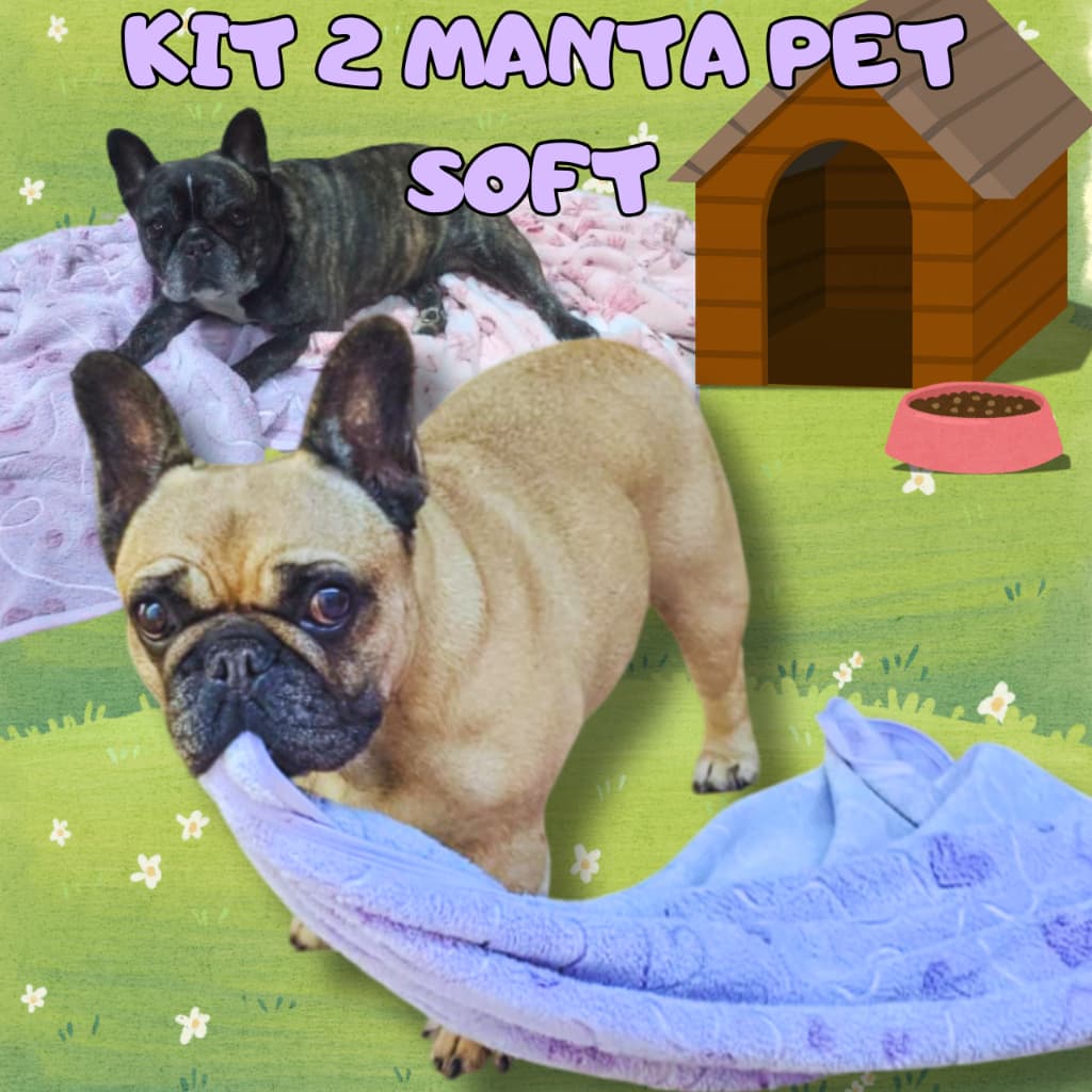 Kit 2 Manta Cobertor Soft Pet Gato Cachorro Antialérgico Lavável Confortável Macio