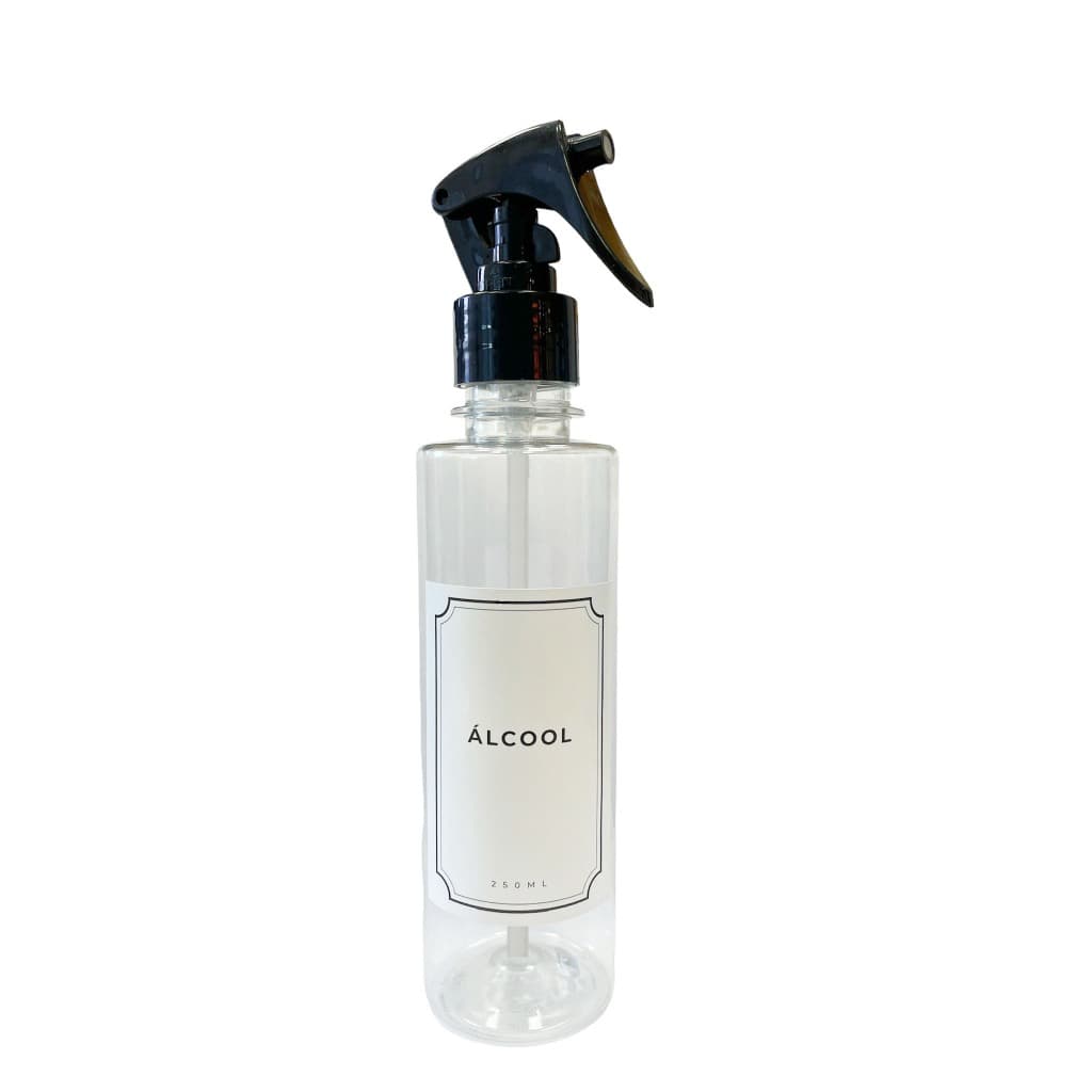 Frasco 250ml Alcool Organizador Minimalista Spray Mini Gatilho
