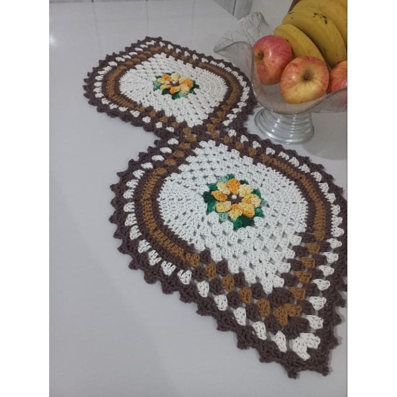 Trilho de mesa caminho de mesa de crochê para mesa de 4 e 6 lugares centro de mesa
