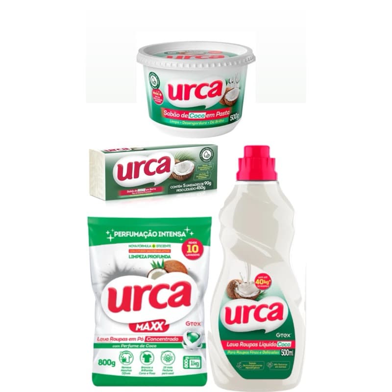 Kit 4 Unidades Sabão em pó 800g + líquido 500ml  + Barra 5 x 90g + pasta 500ml