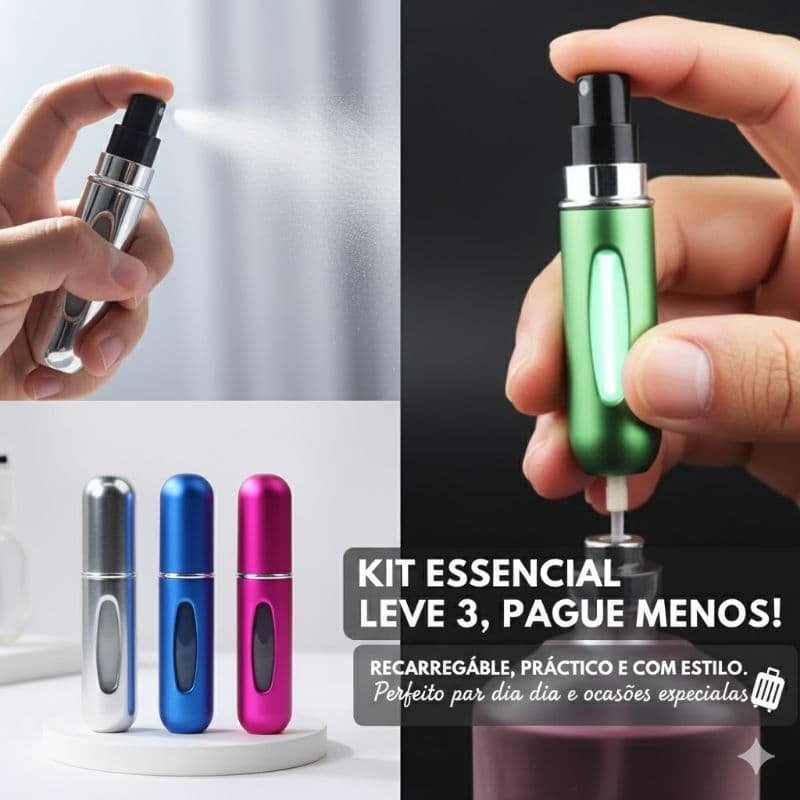 Kit 03 Porta Perfume Recarregavel Portati Spray 5m