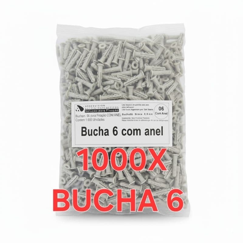 Bucha com Aba 6mm Pacote com 1000, 500 ou 100pcs