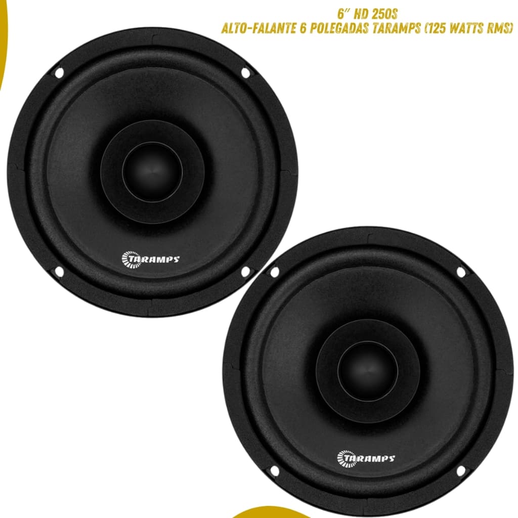 Par de Alto Falante 6" Taramps HD250s 125w 4 Ohms 7Driver HD 250s 6 Polegadas Woofer Médio