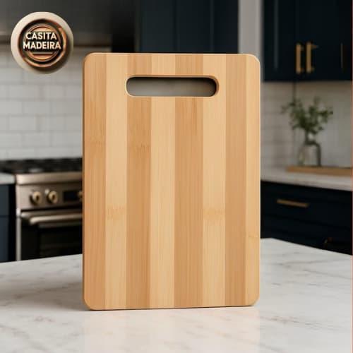 Tábua de Corte de Bambu Antibacteriana Multiuso Churrasco Cozinha Ecológica Carnes 28 cm Legumes
