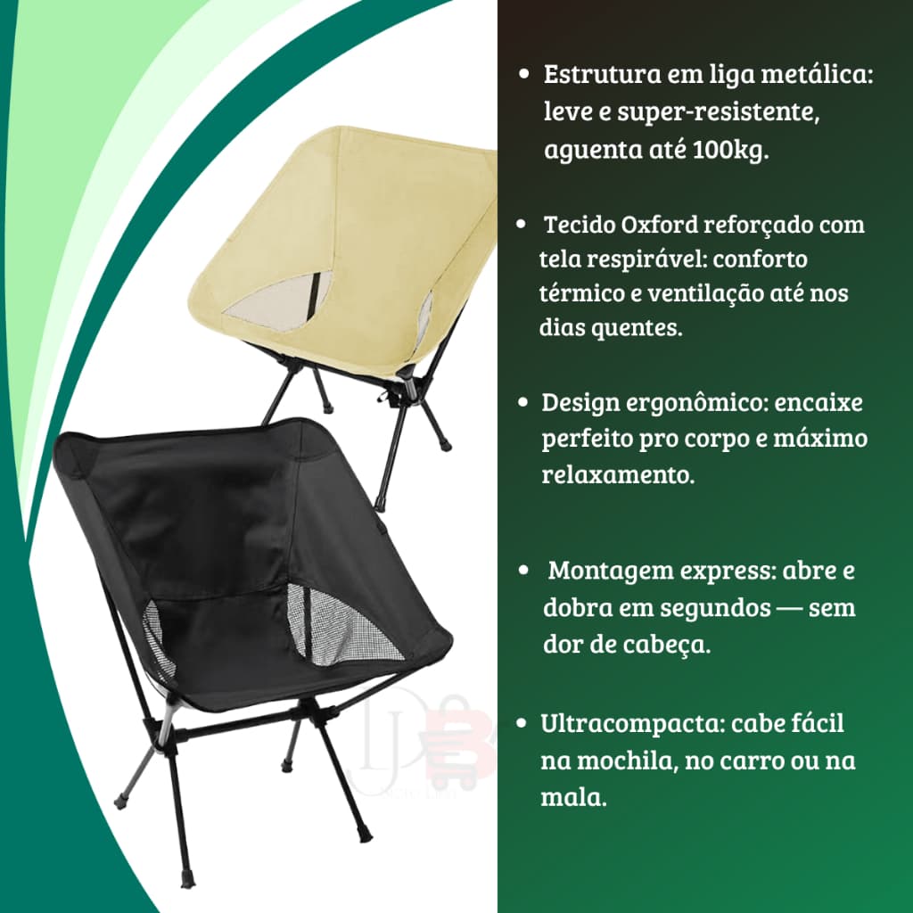 🪑 Cadeira Portátil para Camping SORTIDA camping, praia, pescaria, trilhas varanda
