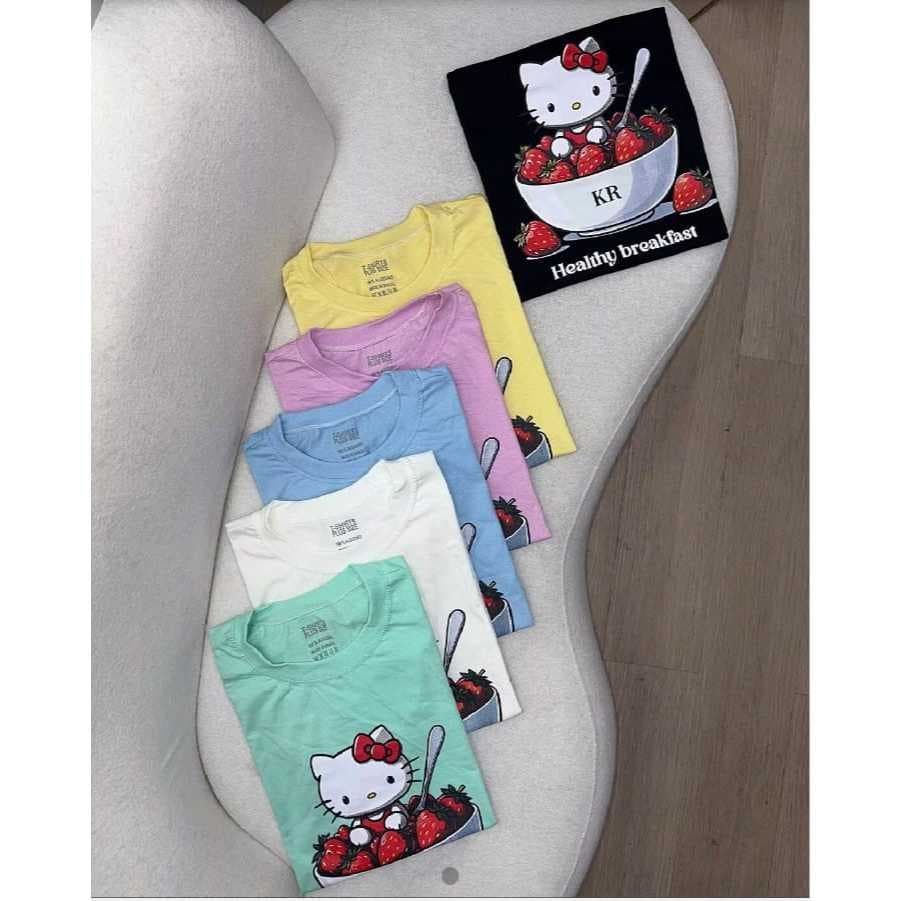 Tshirts  Tee BreaFast Hello Kitty Labubu Pernalonga Feminina Tendencia Moda Blogueira Camiseta Feminina