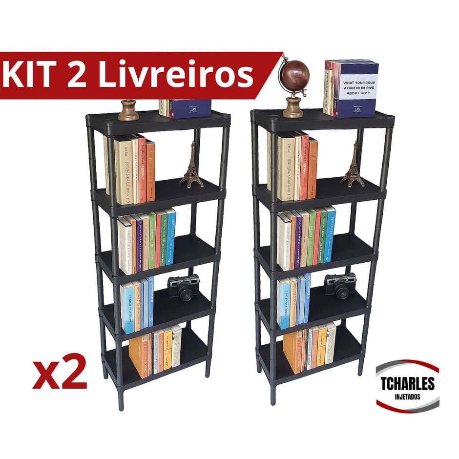 Kit 2 Prateleiras Para Livros de Plástico Modular Estante Para Quarto Escritório livreiro