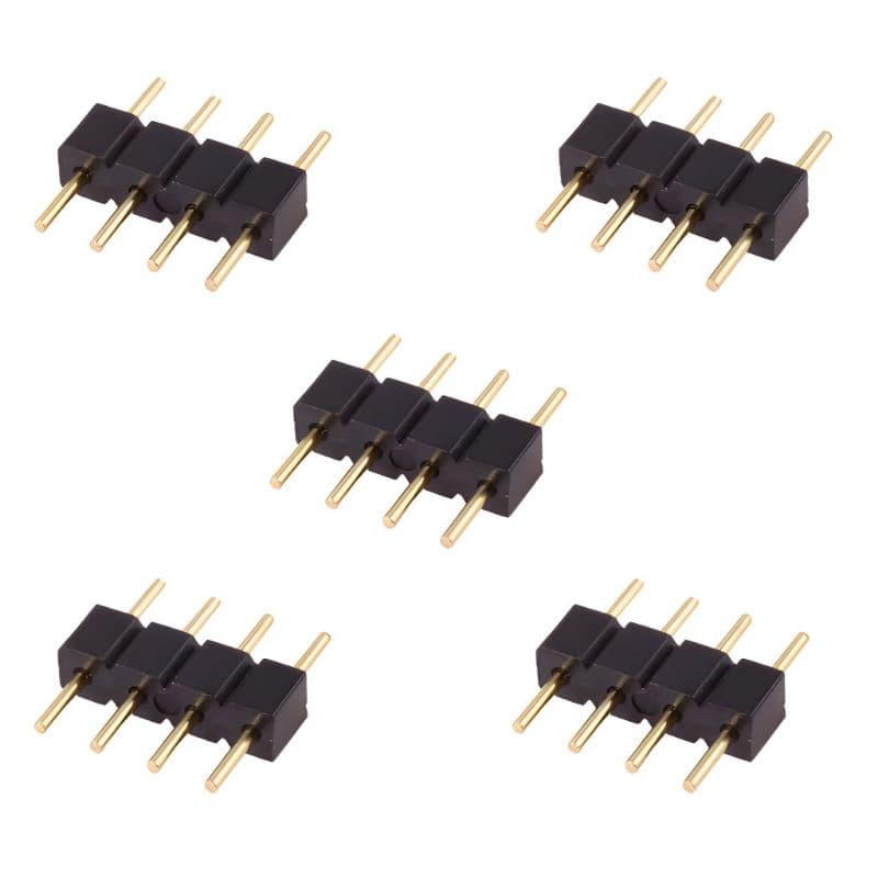 Kit 5 Conectores Emenda Macho Fita Led RGB 4 Vias 5050/3528