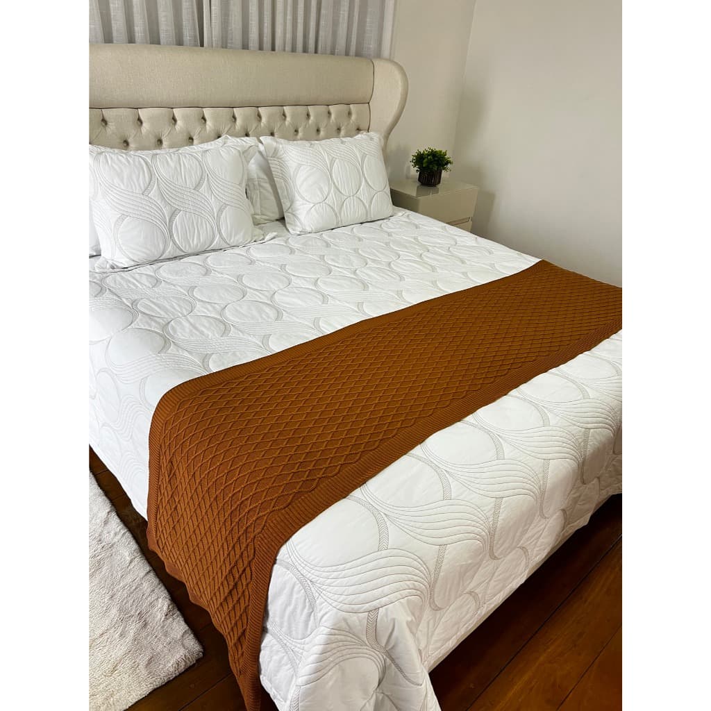 Peseira Manta Tricot Sala Cama Casal King 260x60cm Veneza
