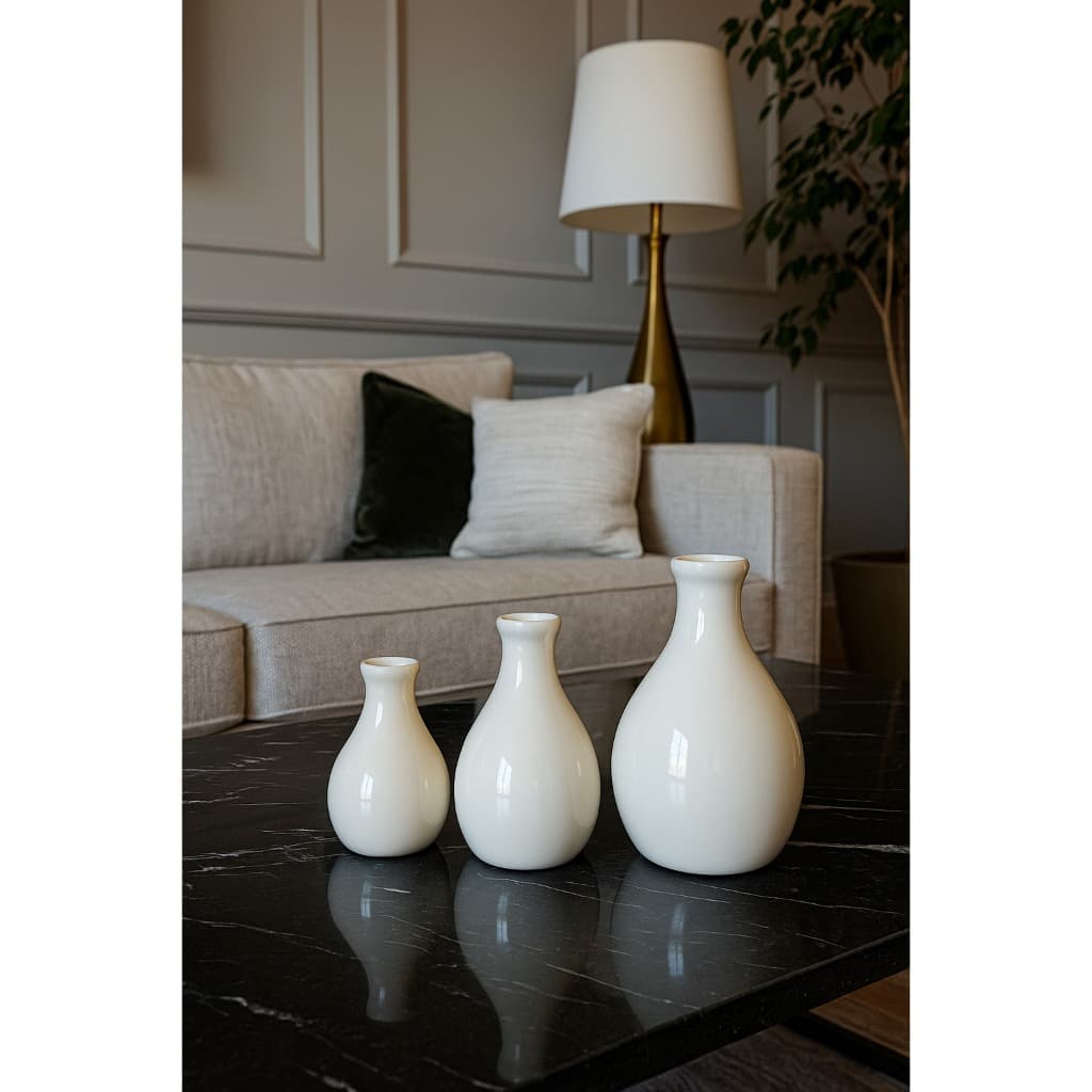 Kit com 3 Vaso Decorativo Em Ceramica Tamanho Media Casa Sala Quarto Cozinha Escritório Decoração Ambientes