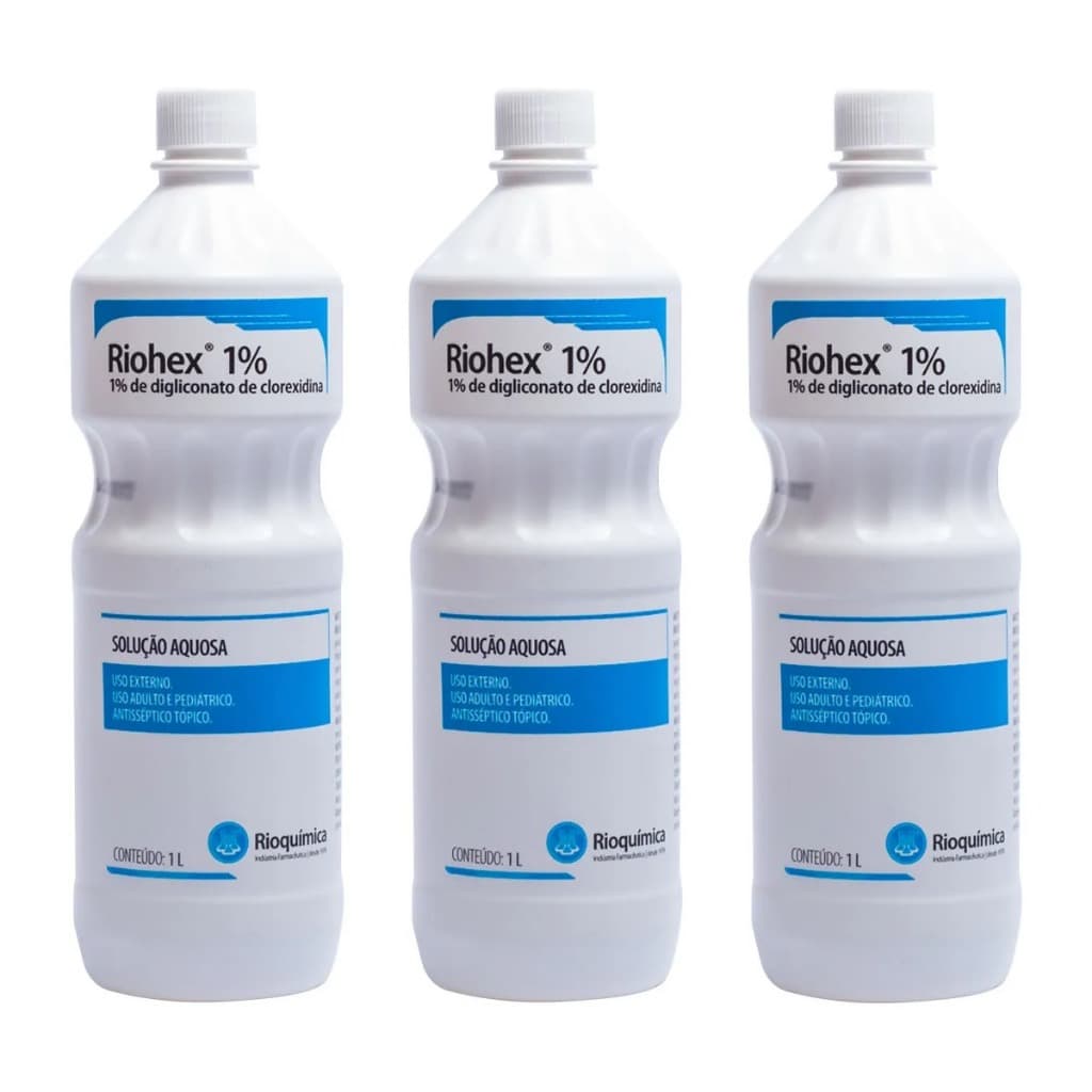 Kit C/3 Und Clorexidina Riohex 1% Solução Aquosa 1L