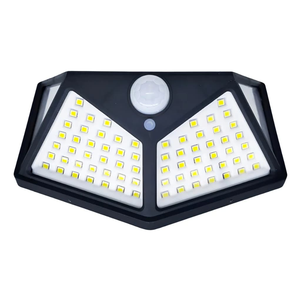 Kit Luminária Solar 100 Led Com Sensor À Prova D'água preto + Spot Para Trilho Eletrificado Preto Led 10w branco quente