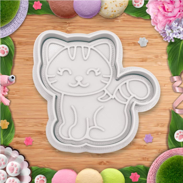 Kit Cortadores e Marcador de Biscoito Gato Gatinhos Gata – Modelos Temáticos | Confeitaria, Artesanato e Festas