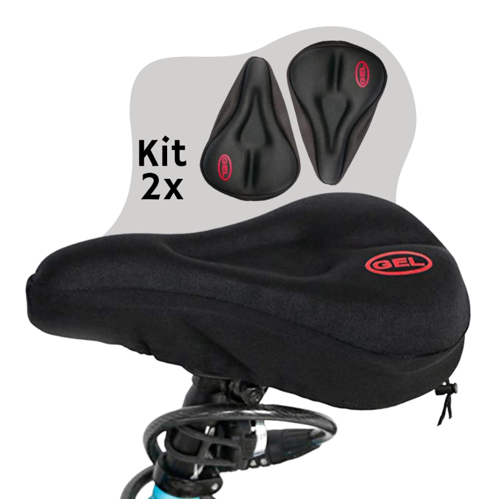 Kit Capas Banco Gel Selim Ajustável Bicicleta Mtb Speed Spinning Macia Confortável