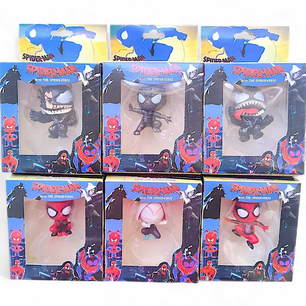 Kit 2 Bonecos Aranhas em Pvc C/ Base e Caixa 6cm Coleção
