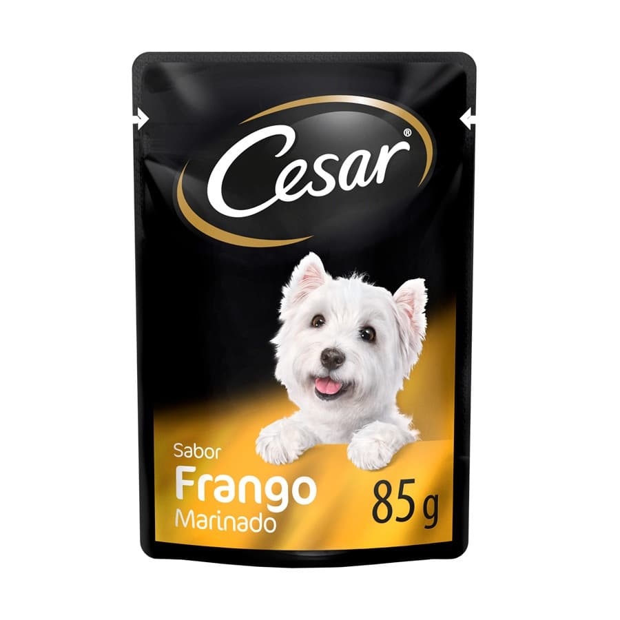 Ração Úmida Cesar Sachê sabor Frango Marinado 85g