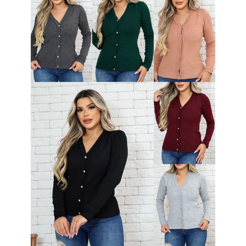 ZAVA Cardigan Tricot Casaquinho com Botões