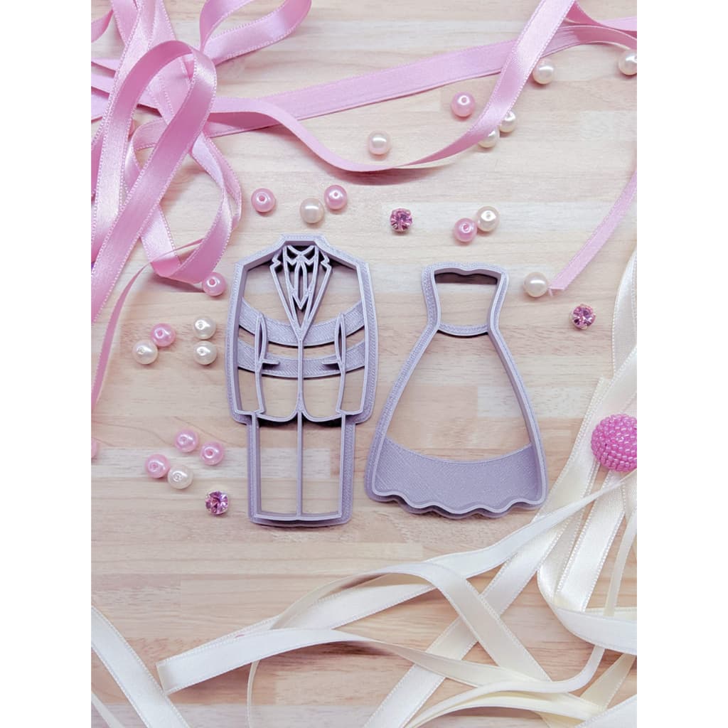 Kit Cortadores e Marcador de Biscoito Casamento Noiva e Noivo – Modelos Temáticos | Confeitaria, Artesanato e Festas