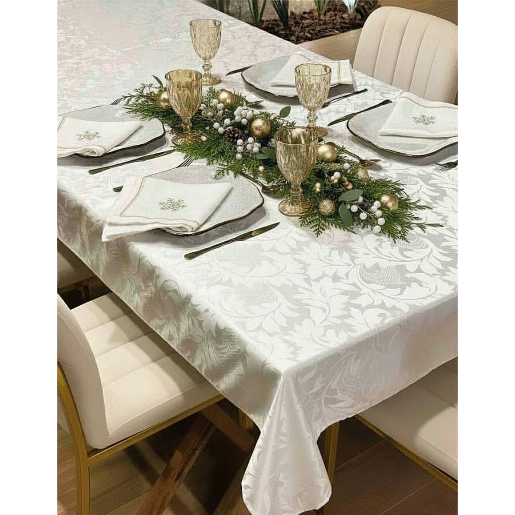 Toalha de Mesa Luxo Quadrada para 4 Lugares Jacquard Original Tecido Grosso 1,40 x 1,40