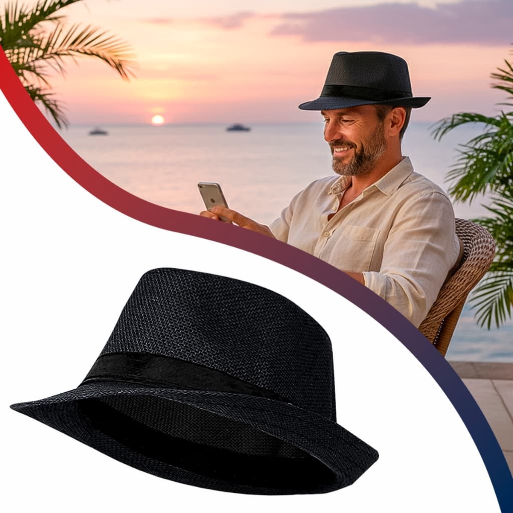 Chapéu Moda Panamá Aba Pequena Estilo Palha Shantung Unissex Casual Praia Modelo Samba Original Nf