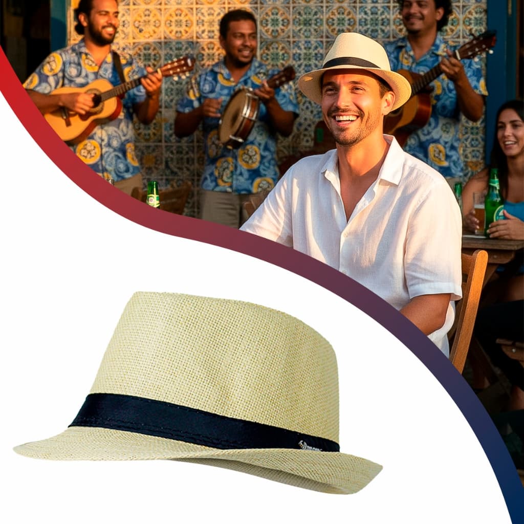 Chapéu Malandro Panamá Unissex Malandrinho Carioba Samba Sambista Festa Umbanda Moda Praia Panamá